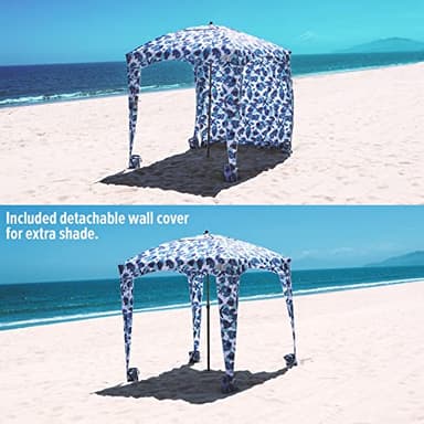 Qipi Beach Cabana - Easy to Set Up Canopy, Waterproof, Portable 6' x 6' Beach Shelter, Included Side Wall, Shade with UPF 50+ UV Protection, Ultimate Sun Umbrella - for Kids, Family - Sea Life - Image 3