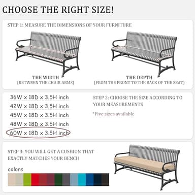 Tounosnt Outdoor Bench Cushion Inch Thick Waterproof Patio Furniture Cushions (Cream, 60 x 18 x 3.5) - Image 2