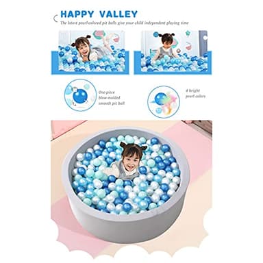 STARBOLO Ball Pit Balls Play Balls -100PCS Pearl 4 Blue Colors Ocean Balls BPA&Phthalate Free Non-Toxic Crush Proof Soft Plastic Ball Pit for Toddlers 1-3 Kids Birthday Pool Tent Party - Image 7