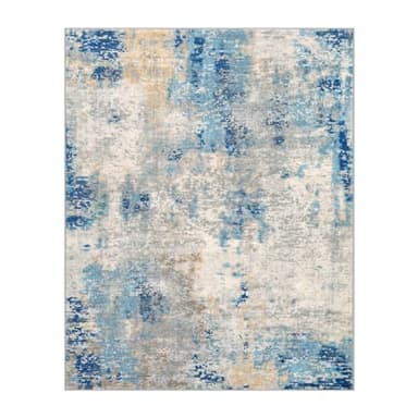 Lahome Modern Abstract Living Room Rug, Washable 8x10 Area Rugs for Bedroom Stain Resistant Non Slip, Large Blue Soft Indoor Carpet for Dining Room Table Apartment, Blue/Grey - Image 10