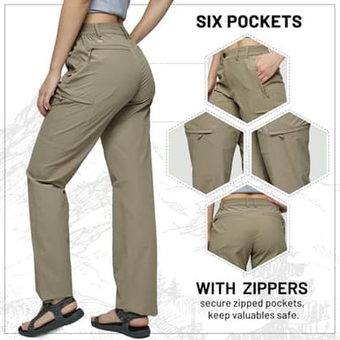 MIER Women's Quick Dry Cargo Pants Lightweight Tactical Hiking Pants with 6 Pockets, Stretchy and Water-Resistant, Rock Grey, 12 - Image 4