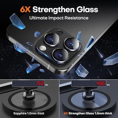 Wumigoo Camera Lens Protector for iPhone 16 Pro Max/16 Pro/iPhone 15 Pro Max/15 Pro/iPhone 14 Pro Max/14 Pro, Aluminum Alloy Sapphire Glass Camera Screen Cover, Case Friendly- Black Titanium - Image 6