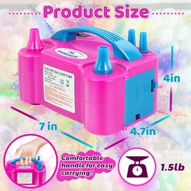 Anordsem Balloon Air Pump Electric: Balloon Inflator Portable for All Balloons at Home - Rose Red Blower Machine Dual Nozzle for Party Balloon Arch Kit Stand Birthday DIY Decoration - Image 6