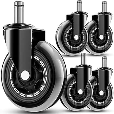 RidRed Office Chair Wheels - Replacement Rubber Wheels - Universal Fit 3 Inch Casters, Heavy-Duty Chair Casters, Noise Free, Fits 98% Chair, for All Floor (5) - Image 1