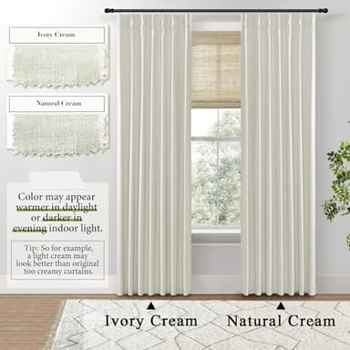 Cream Linen Pinch Pleated Blackout Curtains 84 Inch Long for Bedroom - Farmhouse Style Black Out Living Room Drapes 84 Inch Length 2 Panels Set - Image 4
