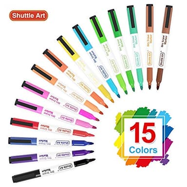Shuttle Art Dry Erase Markers, 15 Colors Magnetic Whiteboard Markers with Erase,Fine Point Perfect For Writing on Whiteboards, Dry-Erase Boards,Mirrors for School Office Home - Image 2