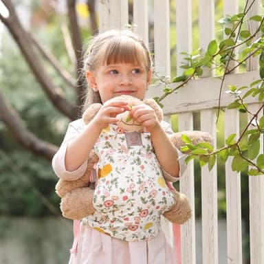 GAGAKU Baby Doll Carrier for Little Girls Toy Baby Carrier for Dolls Baby Doll Accessories for Toddlers Backpack Doll Swing Bassinet - Pink - Pumpkin Plum Blossom - Image 5