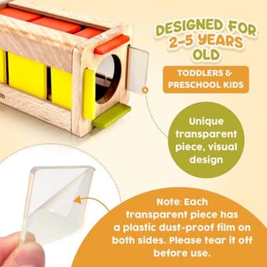 Richtim Montessori Toys for 1-3 Year Old: Color Sorting Wooden Drawer Box Toy for Toddlers Square Color Sorting - Image 7