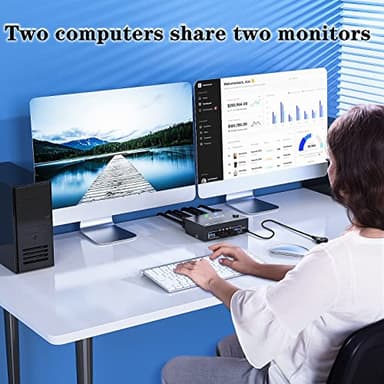 8K USB 3.0 Displayport KVM Switch 2 Monitors 2 Computers 8K@30Hz 4K@144Hz,MLEEDA Dual Monitor Displayport 1.4 KVM Switches with 4 USB 3.0 Port for USB Device,Wired Remote and USB Cables Included - Image 2