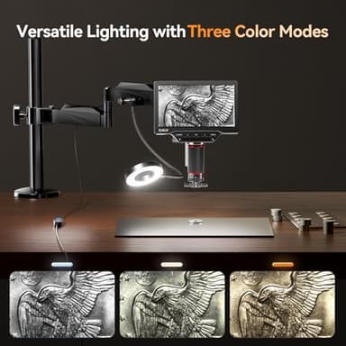 Elikliv Digital Microscope Gooseneck LED Light GL01, Three Color Modes, Brightness Adjustable, Flexible Gooseneck Light with Clamp+EM4K-AF Flex - Image 3