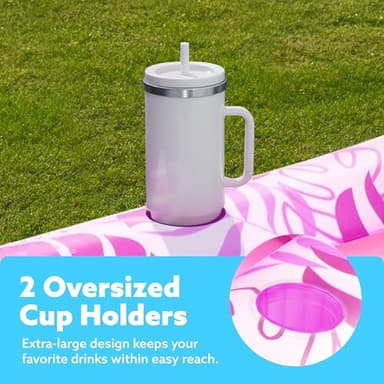 SLOOSH Inflatable Tanning Pool Lounger Float, 70" x 46" Pool Floats Adult with Pillow, 4 in 1 Suntan Tub Raft Floatie,Sunbathing Bed Lounge for Water Blow Up Kids Ball Pit Party Gifts, L-Hot Pink - Image 4