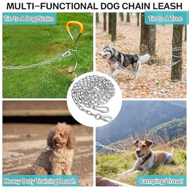 Heavy Duty Dog Chain for Yard-20FT Metal Dog Chain Leash Chew Proof,Long Dog Lead for Outside with Strong Swivel Hook,Outdoor Dog Runner for Camping,Dog Tie Out Cable for Small Medium Dog up to 90LBS - Image 6
