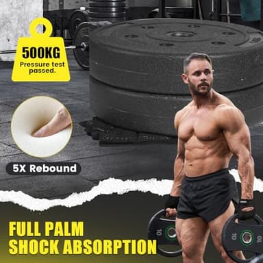 HOZMOZ Ventilated Weight Lifting Gloves, Thick Padded Workout Gym Gloves with Full Palm Protection & Grip & Shock Absorption for Women & Men's Fitness Exercise Training - Image 3