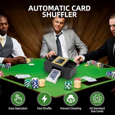 YUCEEN Automatic Card Shuffler 1/2 Decks,Battery Operated Electric Playing Card Shuffler for UNO,Casino Card Game,Poker,Phase 10,Blackjack,Texas Hold'em,Home Card Games - Image 3