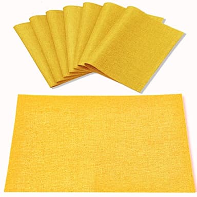 Rinpon Cloth Yellow Placemats Set of 8, Linen Type Fabric Placemats Machine Washable Heat Resistant Placemats Polyester Place Mats for Halloween, Thanksgiving and Christmas Dining Table (Yellow) - Image 1