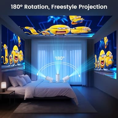 Mini Portable Projector with WiFi and Bluetooth,Support Movie Projector 1080P HD,Auto Keystone Correction,180° Rotatable,Compatible with TV Stick, HDMI, USB, Smartphone, Laptop (White 1) - Image 4