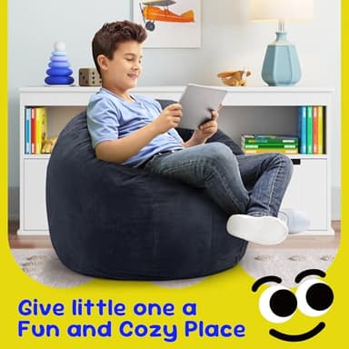Hobestluk Bean Bag Chairs 2.5FT Beanbag Chair with Plush Faux Fur Cover Memory Foam Bean Bags, Small Bean Bag Chair for Living Room Bedroom, Playroom(Dark Grey) - Image 3