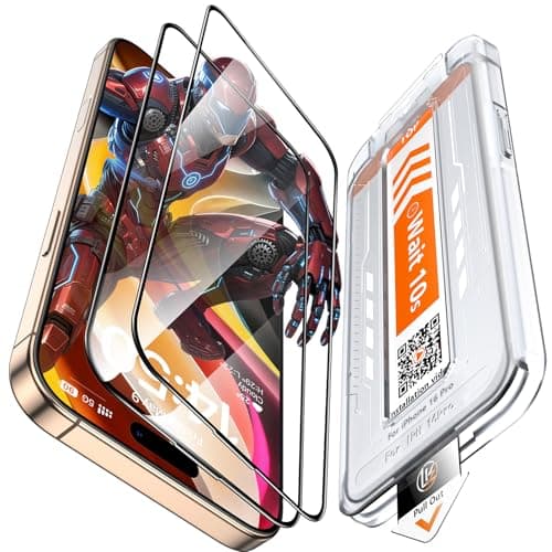 LK 2 Pack for iPhone 17/17 Pro / 16 Pro Screen Protector Tempered Glass, Military Grade Shatterproof [Auto Dust-Elimination, 0 Dust & Bubbles] Anti-Scratch, Max Coverge Screen Protector - Image 1