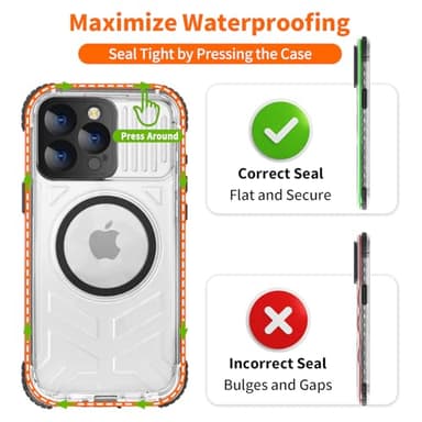 Evcing for iPhone 15 Pro Max Waterproof Case Compatible with MagSafe, Translucent Slim IP68 Underwater Built-in Screen Protector, 12FT Military Grade, 360 Full Body Protective Cover 6.7 inch Black - Image 6
