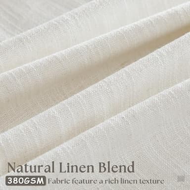 Pinch Pleated Linen Curtains 108 Inches Long for Living Room 2 Panels Set Cream Ivory Flax Double Pleated Drapes Back Tab Neutral Boho Ceiling Floor 108 Inch Window Curtains Bedroom Natural Birch - Image 3