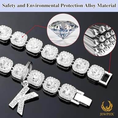 Silver Dog Chain Diamond Cuban Collar with K Letter Tag Walking Metal Chains Collars Secure Buckle,Pet Cuban Link Jewelry Accessories for Small Medium Dogs Cats(10") - Image 4