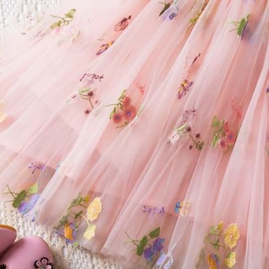 NNJXD Baby Girl Flower Embroidery Tulle Dress Butterfly Toddler Birthday Party Dresses 2109 Pink Size(110) 3-4 Years - Image 5