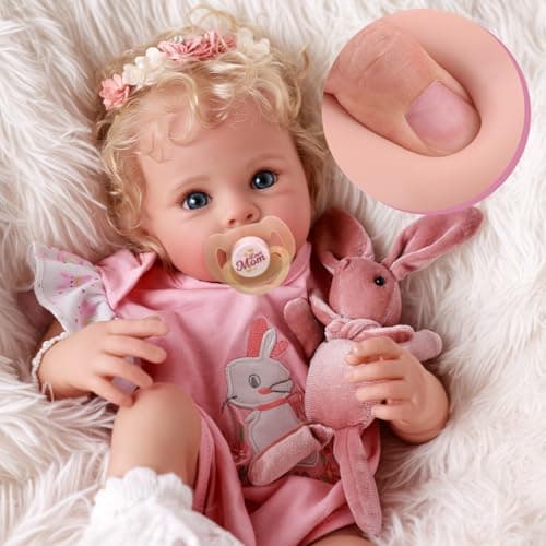 BABESIDE Reborn Baby Dolls Bettie - 17 Inch Soft Body Realistic Baby Doll Girl Lovely Awake Blond Curly Hair Girl Bebe Reborn de Silicona Real Life Baby Dolls with Gift Box for Kids Age 3+ Collectors - Image 1