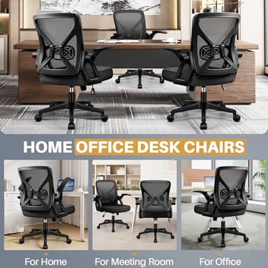 FelixKing Office Chair - Ergonomic Desk Chair Breathable Mesh Task with Wheels and Lumbar Support Home Desk Office Chairs with Flip up Armrest Rolling Swivel for Home Computer Black - Image 4