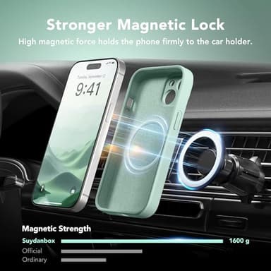 SuydanBox Magnetic for iPhone 15 Case, Compatible with MagSafe, [Screen Protector + Full Camera Protection], Silicone Shockproof Anti-Scratch Protective Phone Case for iPhone 15 6.1", Mint - Image 3