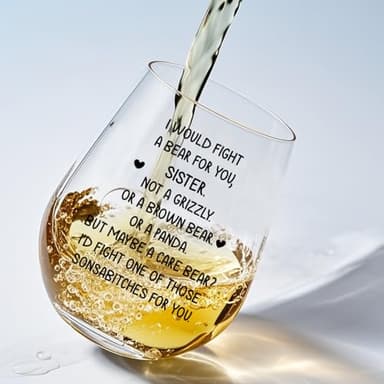 Ithmahco Mothers Day Gifts For Sisters, 16oz Sister's Stemless Wine Glasses - Sister Mother's Day Gift Ideas, Sisters Gifts From Brother (I Would Fight A Bear For You, Sister) - Image 2