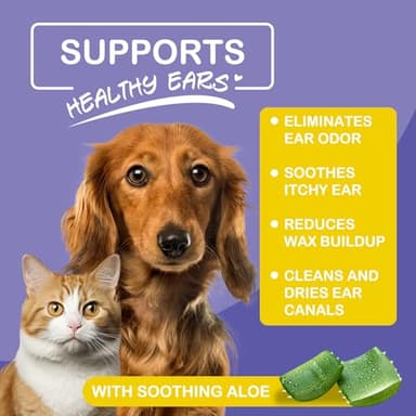 100Pcs Dog Ear Wipes, Pet Ear Cleaning Finger Wipes for Dogs & Cats, Soft Otic Cleaning Pads, Remove Wax, Dirt & Stop Smelly, Itchy, Non-Irritating Sooths & Deodorizes, Extra Wide Ear Wipes For Dog - Image 4