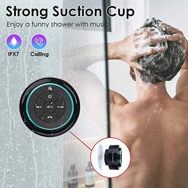 XLeader, Upgraded, Pro Shower Speaker, Certified IPX7 Waterproof Bluetooth Speaker with Suction Cup, Hook Clip, Built-in Mic, Crystal Sound&Rich Bass, up to 12H Playtime, Ideal Gifts - SoundAngel Mate - Image 3