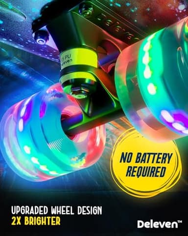 Deleven 22" Skateboard with Bright LED Wheels, Skate Tool, ABEC 7 Bearings - for Kids Beginners Adults - Image 4