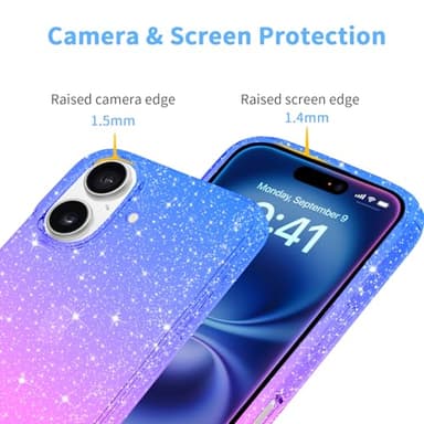 JJGoo Compatible with iPhone 16 Plus Case Clear Glitter, Sparkle Soft TPU Transparent Shockproof Women Girls Slim Bling Sparkly Bumper Cover Phone Case for iPhone 16 Plus 6.7-Inch - Image 4