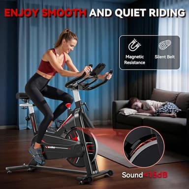 Exercise Bike, WENOKER Magnetic Resistance Stationary Bike for Home, App Supported Indoor Bike with Whisper Quiet, Heavy Flywheel and Upgraded Digital Display - Image 3