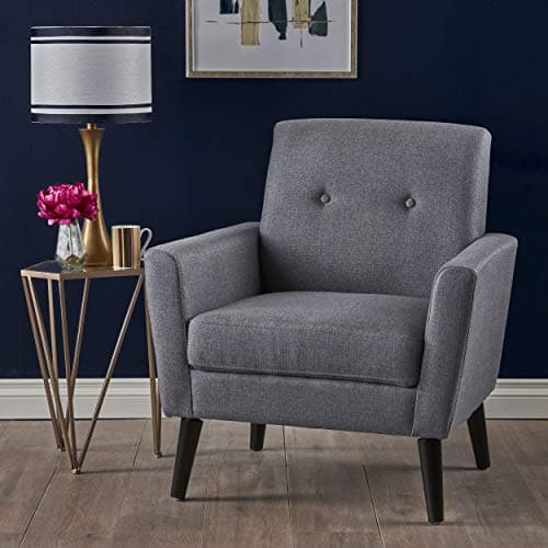 Christopher Knight Home Sienna Mid-Century Modern Fabric Club Chair, Dark Grey - Image 1
