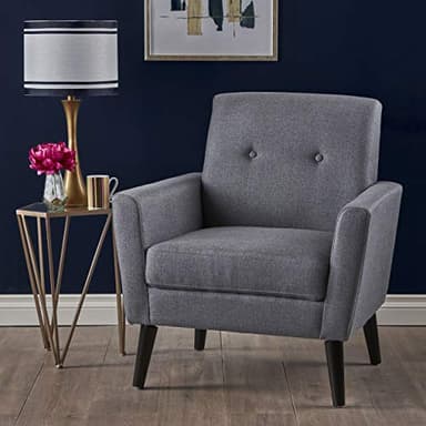 Christopher Knight Home Sienna Mid-Century Modern Fabric Club Chair, Dark Grey - Image 1