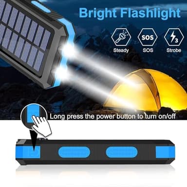 Solar Charger Power Bank, 38800mAh Portable Charger Fast Charger Dual USB Port Built-in Led Flashlight and Compass for All Cell Phone and Electronic Devices - Image 6
