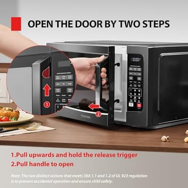TOSHIBA EM131A5C-BS Countertop Microwave Ovens 1.2 Cu Ft, 12.4" Removable Turntable Smart Humidity Sensor 12 Auto Menus Mute Function ECO Mode Easy Clean Interior Black Color 1000W - Image 7