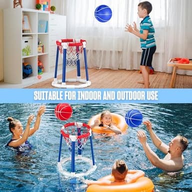 CHMYWJ Pool Basketball Hoop Pool Games Pool Toys with 2 Basketballs Floating Basketball Hoop for Pool for Kids & Adults Indoor Outdoor - Image 6