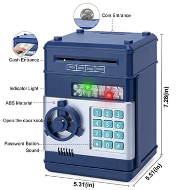 Piggy Bank for Boys,Refasy Electronic Piggy Banks Password Money Saving Box Gifts for 11 Year Old Boy Money Bank Toy Birthday Gifts for Boys Girls Kids Safe Cash Coin Can(Navy) - Image 3