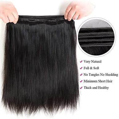 Straight Bundles Human Hair 16 16 16 Inch Brazilian Straight Hair Bundles 100% Unprocessed Virgin Hair Weave Bundle Human Hair Extensions for Women Trippy Hair Bundle Natural Color - Image 3