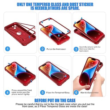 ORETECH for iPhone 14 Case, with [2 x Screen Protectors] [15 Ft Military Grade Drop Test] [Camera Protection] 360° Shockproof Slim Thin Phone Case for iPhone 14 Cover 6.1" - Red - Image 8