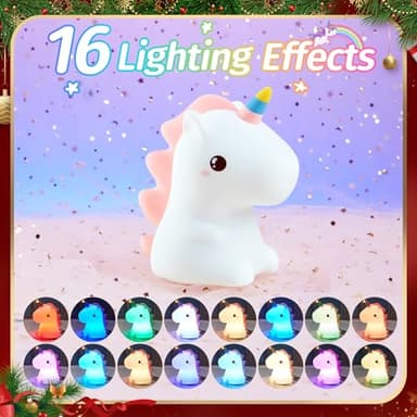 One Fire 【Unicorns Gifts for Girls】 Unicorn Night Light for Kids, 16 Colors & Remote Control Baby Night Light, Rechargeable Unicorn Lamp Girls Night Light, Cute Gifts for Kids Gifts Teen Girl Gifts - Image 4