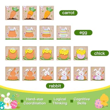 4 Pack Easter Wooden Puzzles for Kids Toddler Easter Basket Stuffers Toys Gifts Party Favor Boys Girls Classroom Exchange Toys - Image 2
