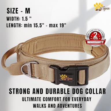 ADITYNA Tactical Dog Collar for Medium Dogs - Soft Padded, Heavy Duty, Service, Adjustable, Military, K9 Medium Collar with Handle for Training and Walking - Image 2