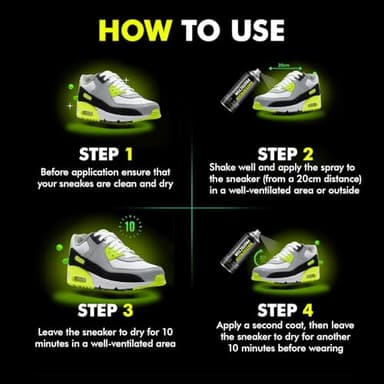 PETZANA Shoe Protector Spray: Rain Stain Dirt Waterproof Shoe Spray, Nano Protection for Sneaker Suede Leather Canva Boot Hat 9.5Oz - Image 6