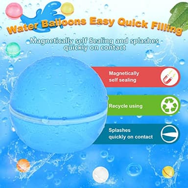 98K Reusable Water Balloons 6Pcs with Mesh Bag, Self Sealing Silicone Ball Latex-Free, No Clean Hassle, Easy to Fill, Summer Water Toys Swimming Pool Beach Park Yard Outdoor Games Party Supplies - Image 2