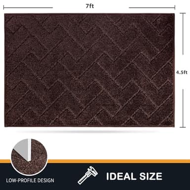PURRUGS Easy Care Area Rug 4.5ft x 7ft, Non-Slip Machine Washable Entry Rug, Dog Door Mat, Stain Resistant Accent Rug for Hallway, Bedroom, Living Room and Mudroom, Brown - Image 2