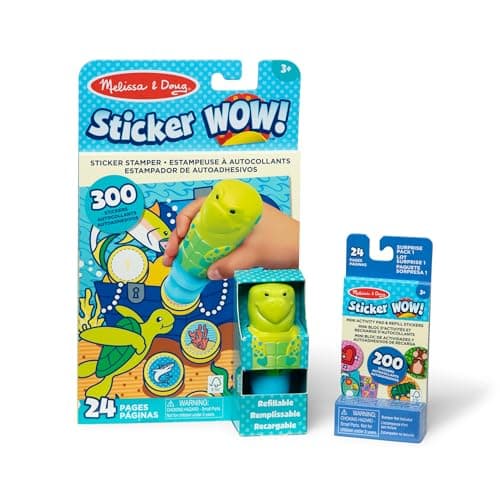Melissa & Doug Sticker Wow!™ Sea Turtle Bundle: 24-Page Activity Book, Refillable Sticker Stamper, Mini Pad, 500 Stickers, Arts and Crafts for Kids Ages 3+ - Image 1